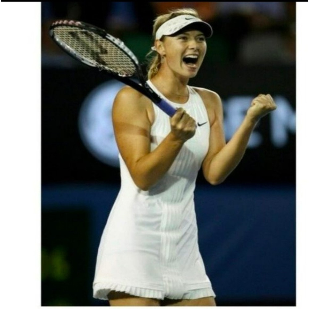 Nike Maria Sharapova Tennis Dress Small Tan Pleated Fit Dry Racerback Athleisure - Picture 2 of 13
